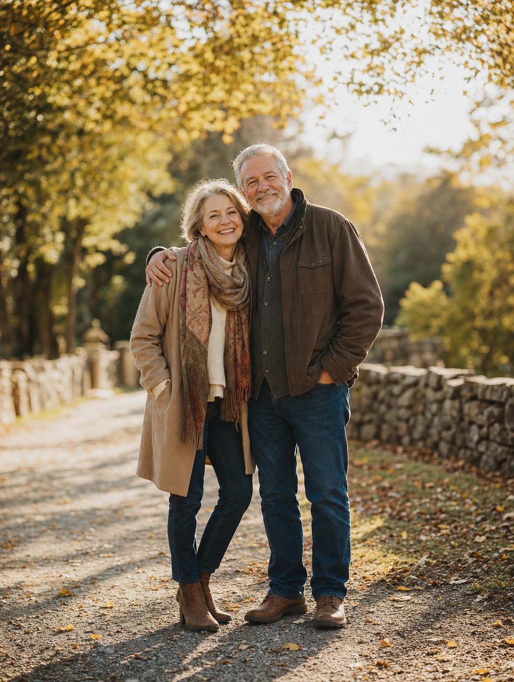 Retired couple together outdoors